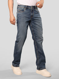 Med Blue Midrise, Comfort And Straight Fit Stretch Jeans