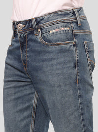 Med Blue Midrise, Comfort And Straight Fit Stretch Jeans
