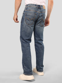 Med Blue Midrise, Comfort And Straight Fit Stretch Jeans
