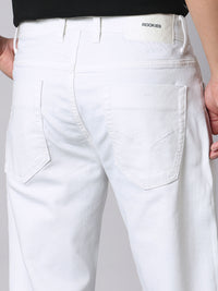 White Midrise, Comfort And Straight Crop Length Stretch Jeans
