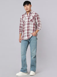 Light Blue Mid Rise Cropped Length Loose Boot Leg Stretch Jeans