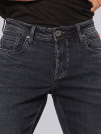 Dark Blue Mid Rise Loose Boot Leg Stretch Jeans