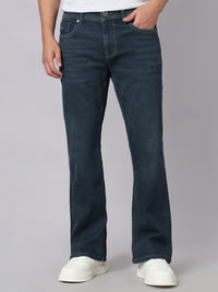 Petrol Mid Rise Cropped Length Loose Boot Leg Stretch Jeans