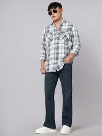 Petrol Mid Rise Cropped Length Loose Boot Leg Stretch Jeans