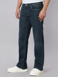 Petrol Mid Rise Cropped Length Loose Boot Leg Stretch Jeans