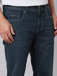Petrol Mid Rise Cropped Length Loose Boot Leg Stretch Jeans
