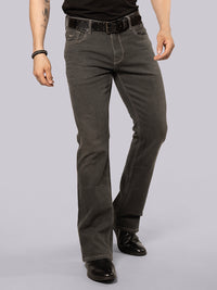 Ash Grey Mid Rise Loose Boot Leg Stretch Jeans