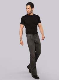 Ash Grey Mid Rise Loose Boot Leg Stretch Jeans