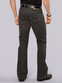 Ash Grey Mid Rise Loose Boot Leg Stretch Jeans