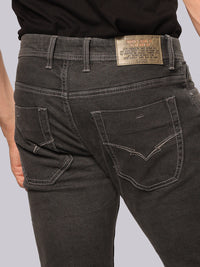 Ash Grey Mid Rise Loose Boot Leg Stretch Jeans
