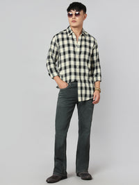 Ash Grey Mid Rise Cropped Length Loose Boot Leg Stretch Jeans