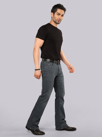 Greenish Blue Mid Rise Loose Boot Leg Stretch Jeans