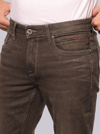 Brown Mid Rise Loose Boot Leg Stretch Jeans