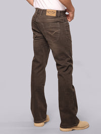 Brown Mid Rise Loose Boot Leg Stretch Jeans