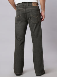 Brown Mid Rise Cropped Length Loose Boot Leg Stretch Jeans