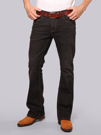 Charcoal Mid Rise Loose Boot Leg Stretch Jeans