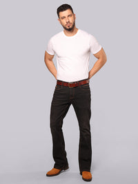 Charcoal Mid Rise Loose Boot Leg Stretch Jeans
