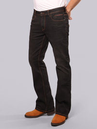 Charcoal Mid Rise Loose Boot Leg Stretch Jeans