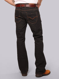 Charcoal Mid Rise Loose Boot Leg Stretch Jeans