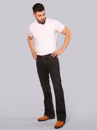 Charcoal Mid Rise Loose Boot Leg Stretch Jeans