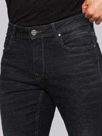 Dark Blue Mid Rise Loose Boot Leg Stretch Jeans