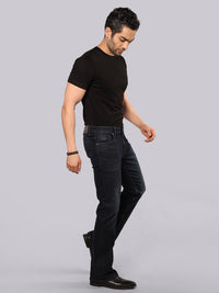 Dark Blue Mid Rise Loose Boot Leg Stretch Jeans