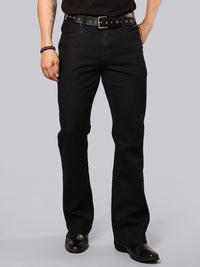 Dark Blue Mid Rise Loose Boot Leg Stretch Jeans