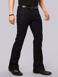 Dark Blue Mid Rise Loose Boot Leg Stretch Jeans