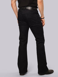 Dark Blue Mid Rise Loose Boot Leg Stretch Jeans