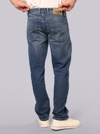 Med Blue Midrise, Comfort And Straight Fit Stretch Jeans