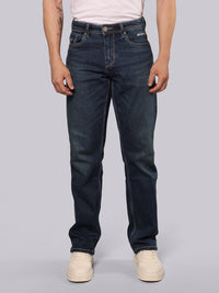 Med Blue Midrise, Comfort And Straight Fit Stretch Jeans