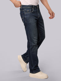 Med Blue Midrise, Comfort And Straight Fit Stretch Jeans