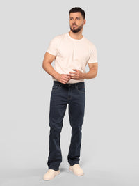 Dark Petrol Midrise, Comfort And Straight Fit Stretch Jeans