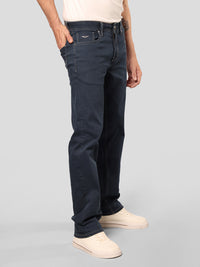 Dark Petrol Midrise, Comfort And Straight Fit Stretch Jeans