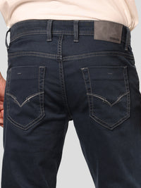 Dark Petrol Midrise, Comfort And Straight Fit Stretch Jeans