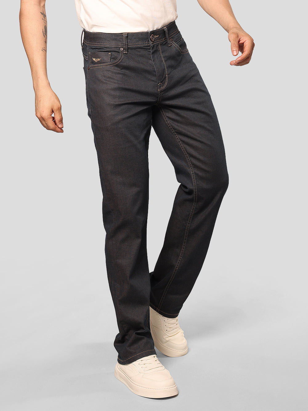 Dark Blue Midrise, Comfort And Straight Fit Stretch Jeans