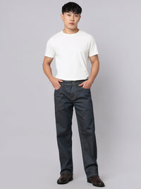 Dark Blue Midrise, Comfort And Straight Crop Length Stretch Jeans