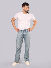 Light Blue Midrise Loose Fit Stretch Jeans