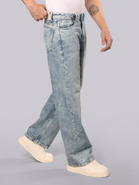 Light Blue Midrise Loose Fit Stretch Jeans