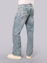 Light Blue Midrise Loose Fit Stretch Jeans