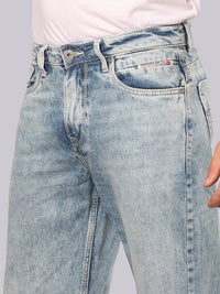 Light Blue Midrise Loose Fit Stretch Jeans