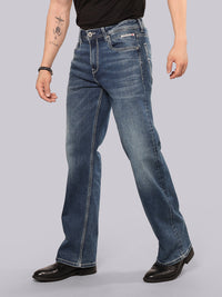 Med Blue Midrise Loose Fit Stretch Jeans
