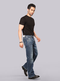 Med Blue Midrise Loose Fit Stretch Jeans