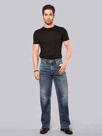 Med Blue Midrise Loose Fit Stretch Jeans