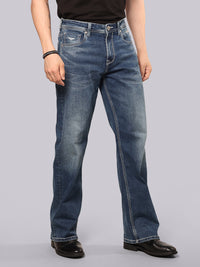Med Blue Midrise Loose Fit Stretch Jeans