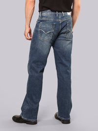 Med Blue Midrise Loose Fit Stretch Jeans