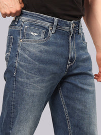 Med Blue Midrise Loose Fit Stretch Jeans