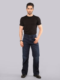 Dark Blue Midrise Loose Fit Stretch Jeans