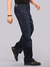 Dark Blue Midrise Loose Fit Stretch Jeans