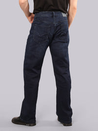 Dark Blue Midrise Loose Fit Stretch Jeans